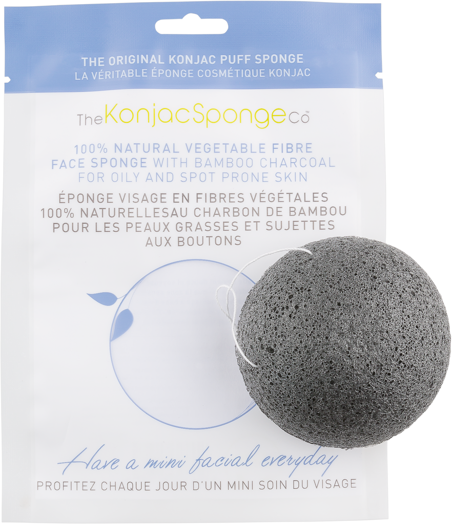 Konjac & Bamboo Charcoal Facial Sponge Puff - BiosenseClinic.ca