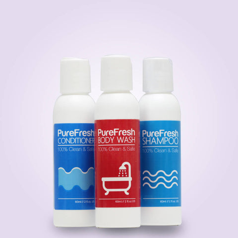 PureFresh Travel Set Package - Shampoo 60 ml, Conditioner 60 ml, Body Wash 60 ml - BiosenseClinic.ca
